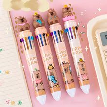 Load image into Gallery viewer, 10 Colors in 1 Ballpoint Pen Capybara 0.5mm Colorful Ink Gel Pens Silicone Kawaii Pens School Office Supplies Stationery
