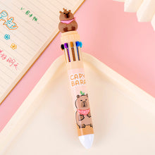 Load image into Gallery viewer, 10 Colors in 1 Ballpoint Pen Capybara 0.5mm Colorful Ink Gel Pens Silicone Kawaii Pens School Office Supplies Stationery
