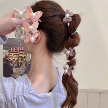 Load image into Gallery viewer, Pearl Butterfly Telephone Wire Hair Band Temperamental Bubble Braid Hair Tie Highly Elastic Ponytail Headwear Hair Accessories
