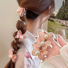Load image into Gallery viewer, Pearl Butterfly Telephone Wire Hair Band Temperamental Bubble Braid Hair Tie Highly Elastic Ponytail Headwear Hair Accessories
