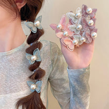 Load image into Gallery viewer, Pearl Butterfly Telephone Wire Hair Band Temperamental Bubble Braid Hair Tie Highly Elastic Ponytail Headwear Hair Accessories
