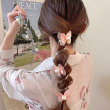 Load image into Gallery viewer, Pearl Butterfly Telephone Wire Hair Band Temperamental Bubble Braid Hair Tie Highly Elastic Ponytail Headwear Hair Accessories
