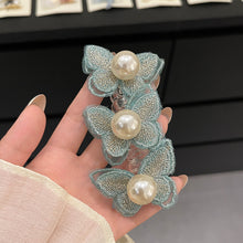 Load image into Gallery viewer, Pearl Butterfly Telephone Wire Hair Band Temperamental Bubble Braid Hair Tie Highly Elastic Ponytail Headwear Hair Accessories
