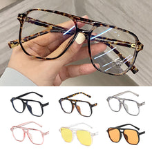 Load image into Gallery viewer, Fashionable Double-beam Blue-light-blocking Glasses Retro Large Frame Glasses Comfortable Versatile Glasses for Women

