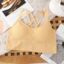 Load image into Gallery viewer, Women Solid Color Elastic Suspender Vest Sexy Navel Crop Tops Cross Back Bra Pad Integrated Vest Summer Slim-fit Short Vest
