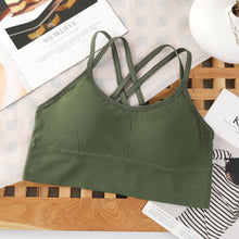 Load image into Gallery viewer, Women Solid Color Elastic Suspender Vest Sexy Navel Crop Tops Cross Back Bra Pad Integrated Vest Summer Slim-fit Short Vest
