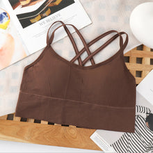 Load image into Gallery viewer, Women Solid Color Elastic Suspender Vest Sexy Navel Crop Tops Cross Back Bra Pad Integrated Vest Summer Slim-fit Short Vest
