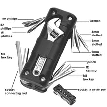 Load image into Gallery viewer, Multifunction MTB Road Cycling Motorcycle Tool Kits Multitool Tire Repair Tool Set with Screwdriver Chain Motorbike Tools
