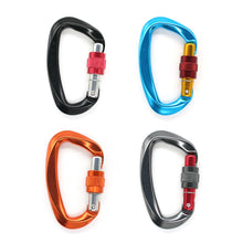 Load image into Gallery viewer, 25kN Professional Rock Climbing D-Shape Carabiner Buckle Safety Screw Lock Spring-Loaded Gate Aluminum Outdoor Mountaineering Kits
