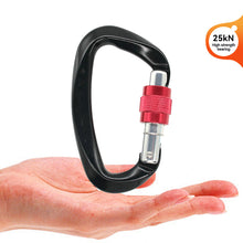 Load image into Gallery viewer, 25kN Professional Rock Climbing D-Shape Carabiner Buckle Safety Screw Lock Spring-Loaded Gate Aluminum Outdoor Mountaineering Kits
