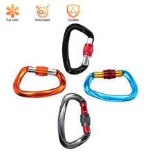 Load image into Gallery viewer, 25kN Professional Rock Climbing D-Shape Carabiner Buckle Safety Screw Lock Spring-Loaded Gate Aluminum Outdoor Mountaineering Kits
