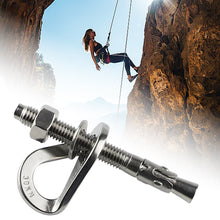 Load image into Gallery viewer, 304 Stainless Steel Rock Climb Anchor Point 25 30 35KN Piton Nut Anchor Bolt Hanger Plate Expansion Nail Caving Belay Rigging
