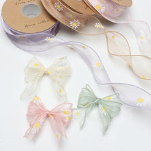 Load image into Gallery viewer, 4cm*9m Daisy Pattern Ribbon Gracefull Fish Tail Gift Decoration Bow Ribbons Packaging Material Wrapping Supplies
