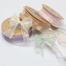 Load image into Gallery viewer, 4cm*9m Daisy Pattern Ribbon Gracefull Fish Tail Gift Decoration Bow Ribbons Packaging Material Wrapping Supplies
