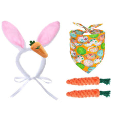Load image into Gallery viewer, 4PCS Dog Easter Costumes Adorable Bunny Ears Headband Cute Dog Bandana Funny Carrot Shape Rope Teeth Cleaning Dog Chew Toys
