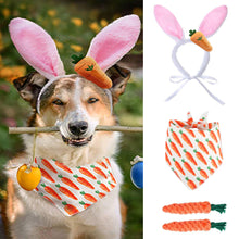 Load image into Gallery viewer, 4PCS Dog Easter Costumes Adorable Bunny Ears Headband Cute Dog Bandana Funny Carrot Shape Rope Teeth Cleaning Dog Chew Toys

