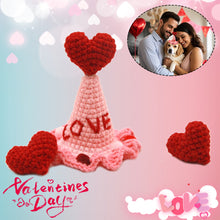 Load image into Gallery viewer, Valentine's Day Pet Cat and Dog Love Hat Adjustable Crochet Collar Holiday Dress Photo Accessory
