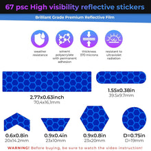 Load image into Gallery viewer, 64Pcs/Set Motorcycle Helmets Reflective Reflector Sticker Self Adhesive Safety Warning Conspicuity for Bicycle Motorcycle Trailer

