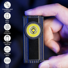 Load image into Gallery viewer, Multifunctional Portable Keychain Light With Back Clip Outdoor COB Camping Magnetic Working Light Running Hat Clip Flashlight
