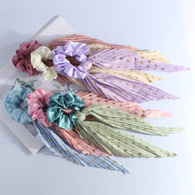 Load image into Gallery viewer, Handmade Creased Floral Ribbon Headband European American Cross-border Large Intestine Loop Tied Ponytail Headband Fashionable Hair Accessory
