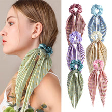 Load image into Gallery viewer, Handmade Creased Floral Ribbon Headband European American Cross-border Large Intestine Loop Tied Ponytail Headband Fashionable Hair Accessory
