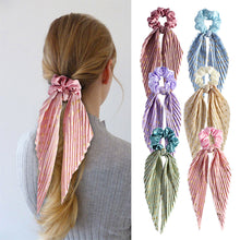 Load image into Gallery viewer, Handmade Creased Floral Ribbon Headband European American Cross-border Large Intestine Loop Tied Ponytail Headband Fashionable Hair Accessory
