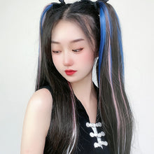 Load image into Gallery viewer, Wig, Ponytail Female Sweet Cool Highlights Colorful Fake Ponytail Internet Celebrity Natural Simulation Hair Fake Braid Headwear
