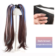 Load image into Gallery viewer, Wig, Ponytail Female Sweet Cool Highlights Colorful Fake Ponytail Internet Celebrity Natural Simulation Hair Fake Braid Headwear
