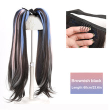 Load image into Gallery viewer, Wig, Ponytail Female Sweet Cool Highlights Colorful Fake Ponytail Internet Celebrity Natural Simulation Hair Fake Braid Headwear
