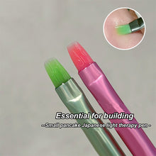 Load image into Gallery viewer, Small Thin Pen Construction Square Round Head Flat Mouth Phototherapy Pen Coated with Rubber Powder Green Frosted Pen Handle Nail Art Pen
