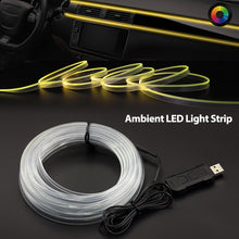 Load image into Gallery viewer, 1/2/3/4/5M Car USB Interior Ambient RGB LED Light Strip Invisible Fiber Optic Atmosphere Lamp Support APP Voice Control
