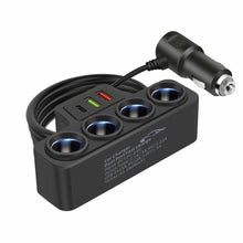Load image into Gallery viewer, 120W 4-Socket 12V/24V Car Cigarette Lighte Adapter 4 Way Adapter Port USB Port Socket Splitte
