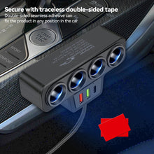 Load image into Gallery viewer, 120W 4-Socket 12V/24V Car Cigarette Lighte Adapter 4 Way Adapter Port USB Port Socket Splitte

