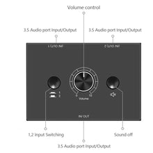 Load image into Gallery viewer, 4 Way/2 Way 3.5mm Stereo Audio Switcher Bi-Directional Audio Switch Splitter Box 2 In 1 Out 4 In 1 Out with Mute Button
