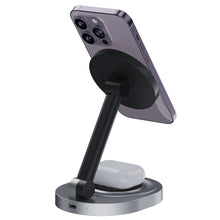 Load image into Gallery viewer, 2 In 1 Magnetic Wireless Charger Stand Pad For iPhone 15 14 13 12 11 Pro Max 11 X Apple Watch Airpods Fast Charging Dock Station
