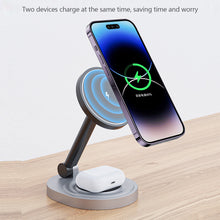 Load image into Gallery viewer, 2 In 1 Magnetic Wireless Charger Stand Pad For iPhone 15 14 13 12 11 Pro Max 11 X Apple Watch Airpods Fast Charging Dock Station
