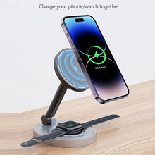 Load image into Gallery viewer, 2 In 1 Magnetic Wireless Charger Stand Pad For iPhone 15 14 13 12 11 Pro Max 11 X Apple Watch Airpods Fast Charging Dock Station
