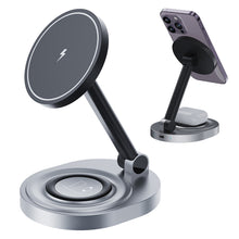 Load image into Gallery viewer, 2 In 1 Magnetic Wireless Charger Stand Pad For iPhone 15 14 13 12 11 Pro Max 11 X Apple Watch Airpods Fast Charging Dock Station
