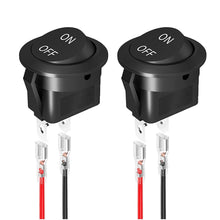 Load image into Gallery viewer, 2Pcs 20mm Car Round Rocker Switch ON Off 12 Volt Toggle Switch 12V Automotive RV 2 Pin Switch With Wire

