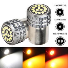 Load image into Gallery viewer, 1pc 12V LED Car Bulbs Turn Signal Parking Brake Lights 2016-15SMD White Amber Red P21W 1156 BA15S 1157 BAY15D
