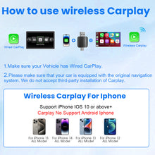 Load image into Gallery viewer, 2in1 Wireless CarPlay Adapter&amp;Android Auto Dual interface Type-C/USB Mini Box Carplay Wired to Wireless Bluetooth Plug and Play
