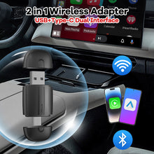 Load image into Gallery viewer, 2in1 Wireless CarPlay Adapter&amp;Android Auto Dual interface Type-C/USB Mini Box Carplay Wired to Wireless Bluetooth Plug and Play
