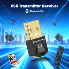 Load image into Gallery viewer, USB Bluetooth 5.4 Adapter Transmitter Receiver Audio Bluetooth Wireless USB Adapter for Computer PC Laptop
