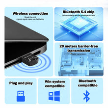 Load image into Gallery viewer, USB Bluetooth 5.4 Adapter Transmitter Receiver Audio Bluetooth Wireless USB Adapter for Computer PC Laptop
