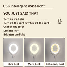 Load image into Gallery viewer, LED Smart Voice Control Night Light USB 5V Portable Table Reading Lamp Sound Sensor Beside Lighting Dimmable 3 Color Change
