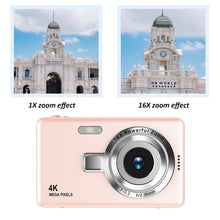 Load image into Gallery viewer, 4K HD 1080P Digital Camera Anti-Shake Autofocus Vlogging Camera 96MP Portable Vlogging Camera 16X Zoom for Kids Adults Beginners
