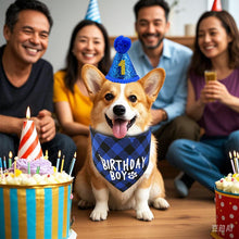 Load image into Gallery viewer, Dog Birthday Party Supplies Dog Birthday Bandana Hat Bowtie Set with 0-8 Figures Dog Birthday Party Supplies
