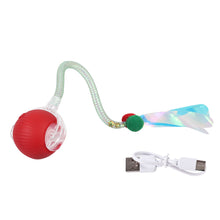 Load image into Gallery viewer, Cat Interactive Ball Toys Automatic Rolling Ball Faux Tail Electric Cat Toys Rechargeable Self-moving Kitten Toys
