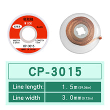 Load image into Gallery viewer, Desoldering Braid Tape Copper Welding Solder Remover 1.5-3.5mm Wire Soldering Wick Tin Lead Cord Flux BGA Repair Tool
