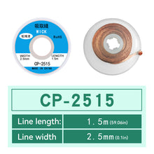 Load image into Gallery viewer, Desoldering Braid Tape Copper Welding Solder Remover 1.5-3.5mm Wire Soldering Wick Tin Lead Cord Flux BGA Repair Tool
